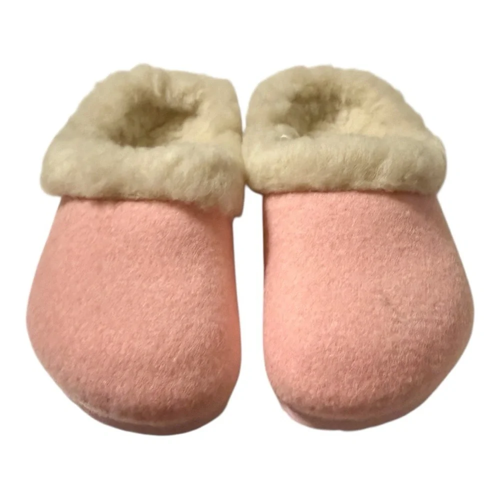 Birkenstock Pink Shearling Girls Slippers Size 8 Narrow (EU 26)